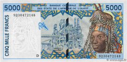 5000 Francs STATI AMERICANI AFRICANI  1992 P.413Da FDC