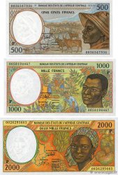 500, 1000 et 2000 Francs Lot ESTADOS DE ÁFRICA CENTRAL
  2000 P.601Pg, P.602Pg et P.603Pg FDC