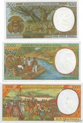 500, 1000 et 2000 Francs Lot ZENTRALAFRIKANISCHE LÄNDER  2000 P.601Pg, P.602Pg et P.603Pg ST