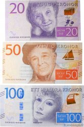 20, 50, et 100 Kronor Lot SUÈDE  2015 P.69a, P.70 et P.71b UNC