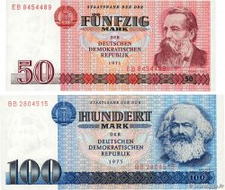 50 et 100 Mark Lot GERMAN DEMOCRATIC REPUBLIC  1971 P.30b et P.31b