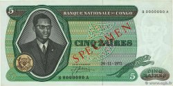 5 Zaïres Spécimen REPúBLICA DEMOCRáTICA DEL CONGO  1971 P.014s SC+