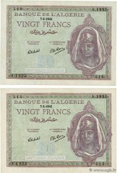 20 Francs Lot ALGERIA  1945 P.092b AU