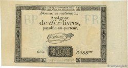 10 Livres filigrane républicain  FRANCE  1792 Ass.36b pr.NEUF