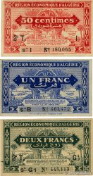 50 Centimes, 1 et 2 Francs Lot ALGERIEN  1944 P.098a, P.100 et P.102 SS to VZ