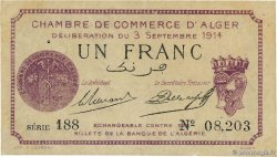 1 Franc ALGÉRIE Alger 1914 JP.137.01 SUP