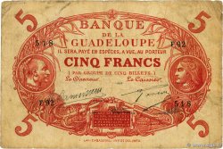 5 Francs Cabasson rouge GUADELOUPE  1928 P.07b pr.TB