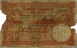 20 Francs BELGIAN CONGO  1942 P.15B P