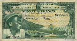 20 Francs CONGO BELGA  1959 P.31 MB