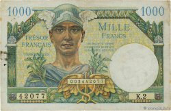 1000 Francs TRÉSOR FRANÇAIS FRANKREICH  1947 VF.33.02 fSS