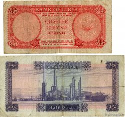 1/4 Pound et 1/2 Dinar Lot LIBIA  1963 P.23a et P.34b B