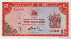 2 Dollars Spécimen RHODÉSIE  1979 P.39bs SUP