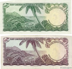 5 et 20 Dollars Lot EAST CARIBBEAN STATES  1965 P.14i et P.15h VF