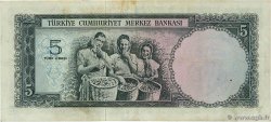 5 Lira TURKEY  1965 P.174 VF