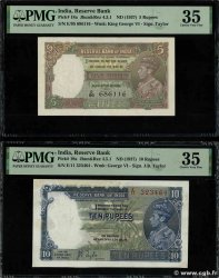 5 et 10 Rupees Lot INDIA
  1937 P.018a et P.019a MBC+