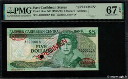 5 Dollars Spécimen CARAÏBES  1986 P.18as NEUF