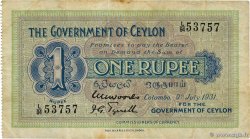 1 Rupee CEYLON  1931 P.016b q.BB