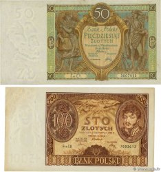 50 et 100 Zlotych Lot POLONIA  1929 P.071 et P.075a MBC a EBC