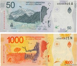 50 et 1000 Pesos Lot ARGENTINIEN  2018 P.366 ST