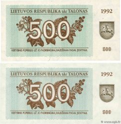 500 Talonas Lot LITHUANIA  1992 P.44 UNC