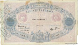 500 Francs BLEU ET ROSE modifié FRANCE  1939 F.31.33 B+