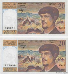 20 Francs DEBUSSY Consécutifs FRANCE  1987 F.66.08W19 UNC