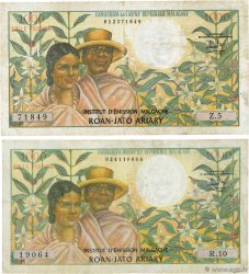 1000 Francs - 200 Ariary Lot MADAGASCAR  1966 P.059a VG