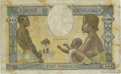 100 Francs MADAGASCAR  1937 P.040 VG