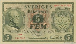 5 Kronor SWEDEN  1948 P.41a AU
