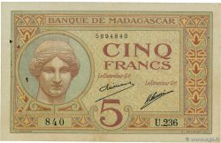 5 Francs MADAGASCAR  1937 P.035 TTB