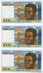 1000 Francs - 200 Ariary Lot MADAGASCAR  1994 P.076b