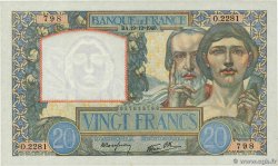 20 Francs TRAVAIL ET SCIENCE FRANCE  1940 F.12.11 UNC-