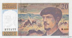 20 Francs DEBUSSY à fil de sécurité FRANCE  1991 F.66bis.02 UNC-