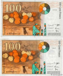 100 Francs CÉZANNE Lot FRANCE  1997 F.74.01/02 pr.NEUF