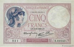 5 Francs FEMME CASQUÉE modifié FRANKREICH  1939 F.04.08