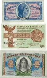 50 Centimos, 1 et 2 Pesetas Lot SPAIN  1937 P.093 au P.095 UNC-