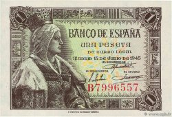 1 Peseta SPANIEN  1945 P.128a ST