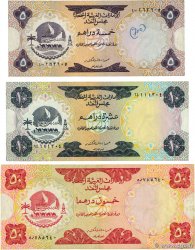 5, 10 et 50 Dirhams Lot ÉMIRATS ARABES UNIS  1973 P.02a, P.03a et P.04a TB