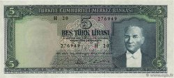 5 Lira TURKEY  1965 P.174 AU-