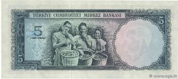 5 Lira TURKEY  1965 P.174 AU-