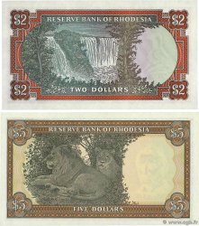 2 et 5 Dollars Lot RHODÉSIE  1978 P.36b et P.39a pr.NEUF