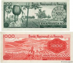 500 et 1000 Francs Lot RUANDA  1971 P.09b et P.10B fVZ