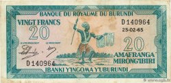 20 Francs BURUNDI  1965 P.10 BB