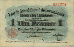 1 Franc / 80 Pfennig LUXEMBOURG  1914 P.21 TTB