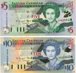 5 et 10 Dollars Lot EAST CARIBBEAN STATES  2000 P.37m et P.38m UNC