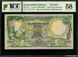 2500 Rupiah INDONESIA  1957 P.054a AU