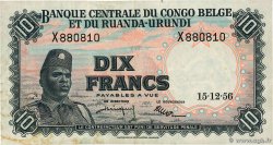 10 Francs BELGA CONGO  1956 P.30b BC+