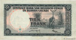 10 Francs BELGIAN CONGO  1956 P.30b F+