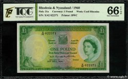 1 Pound RHODESIA AND NYASALAND (Federation of)  1960 P.21a UNC