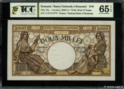 2000 Lei ROMANIA  1941 P.053a UNC